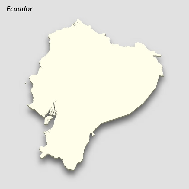 Mapa isométrico 3D de Ecuador aislado con sombra