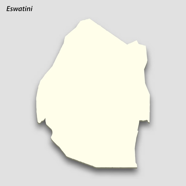 Mapa isométrico 3D de Eswatini aislado con sombra