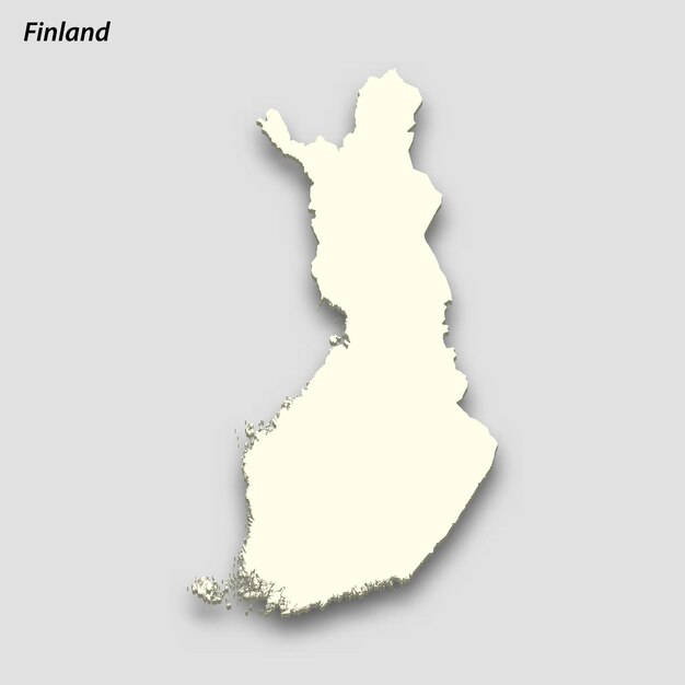 Mapa isométrico 3D de Finlandia aislado con sombra