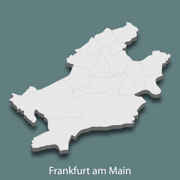 El mapa isométrico 3D de Frankfurt am Main es una ciudad de Alemania