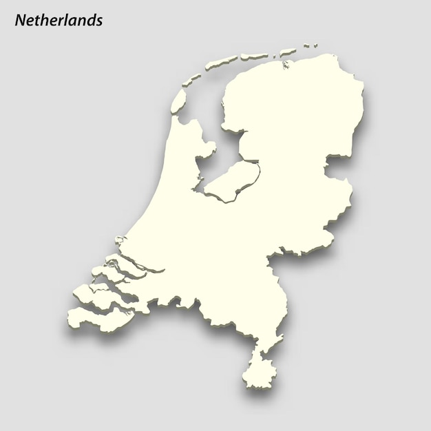 Mapa isométrico 3D de Holanda aislado con sombra