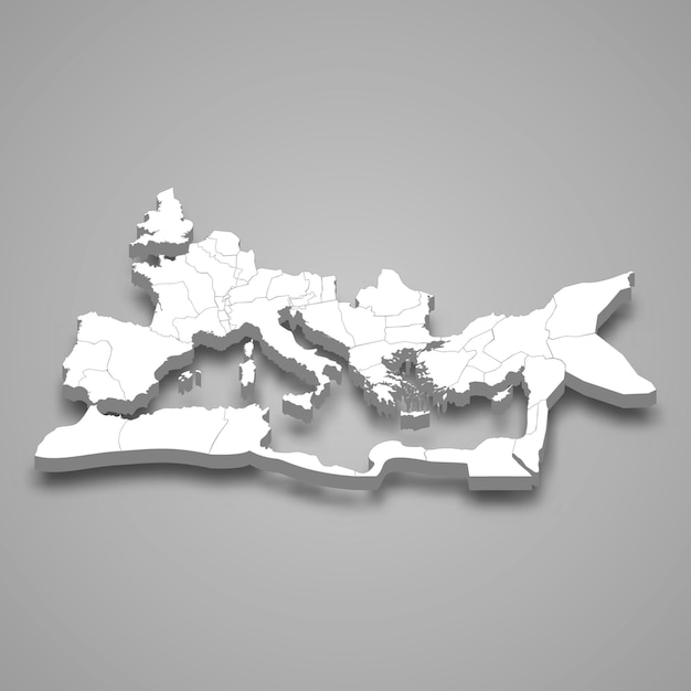 Mapa isométrico 3d del imperio romano aislado con sombra