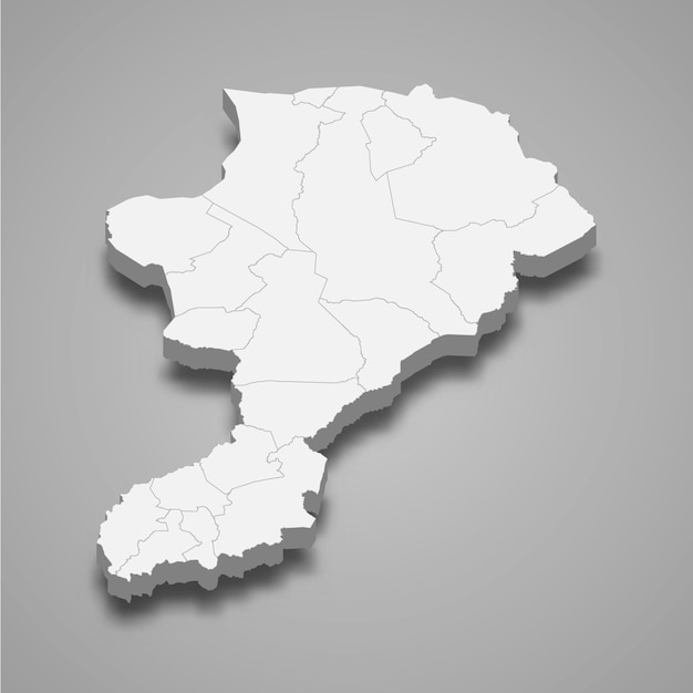 Mapa isométrico 3d de Intibuca es una provincia de Honduras