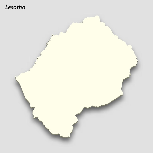 Mapa isométrico 3d de Lesotho aislado con sombra