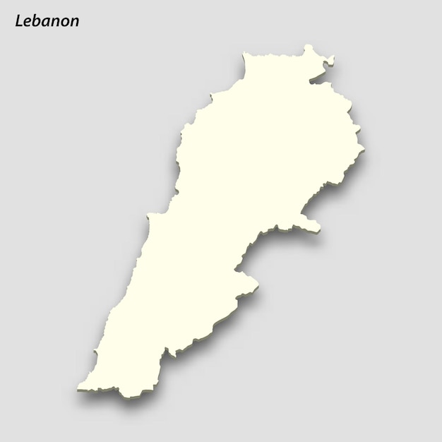 Mapa isométrico 3D de Líbano aislado con sombra