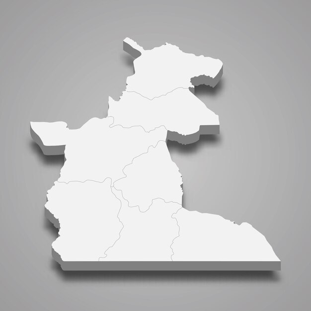 Mapa isométrico 3d de Maniema es una región de la República Democrática del Congo