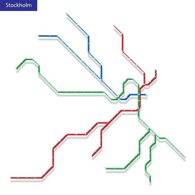 Mapa isométrico 3D del metro de Estocolmo