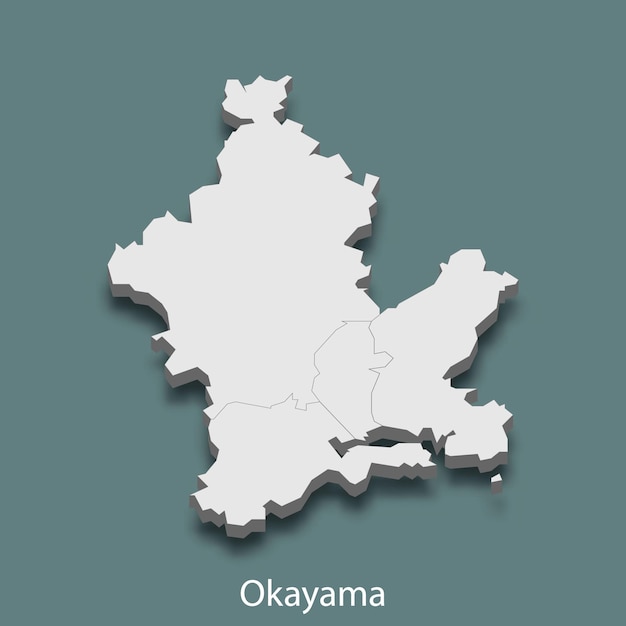 Vector el mapa isométrico 3d de okayama es una ciudad de japón