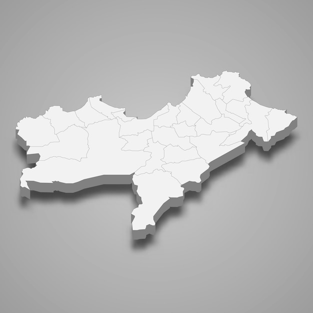 Mapa isométrico 3d de Oran es una región de Argelia
