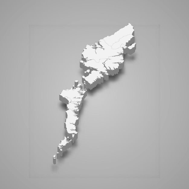 El mapa isométrico 3d de Outer Hebrides es una región de Escocia