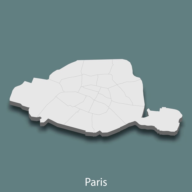 El mapa isométrico 3d de París es una ciudad de Francia