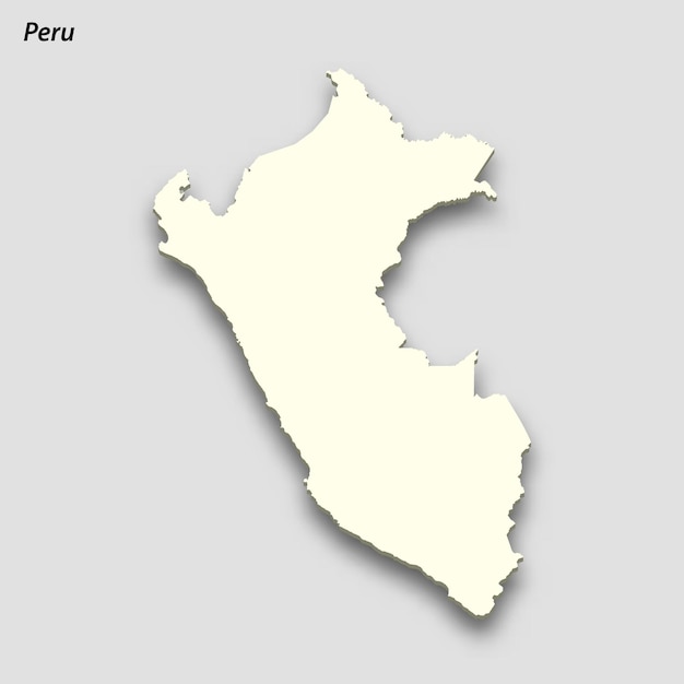 Mapa isométrico 3D de Perú aislado con sombra