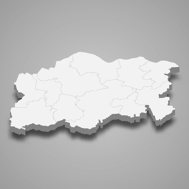 Mapa isométrico 3D de Pleven es una provincia de Bulgaria