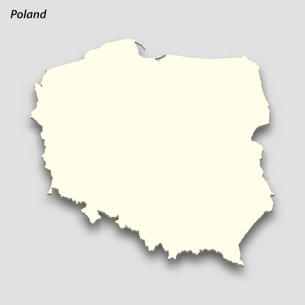 Mapa isométrico 3D de Polonia aislado con sombra