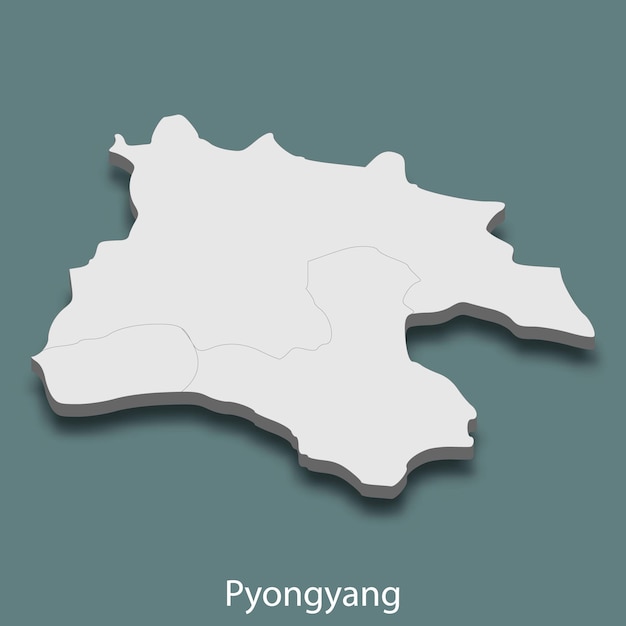 Mapa isométrico 3D de Pyongyang es una ciudad de Corea