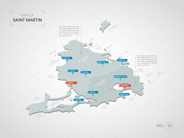 Vector mapa isométrico 3d de san martín.