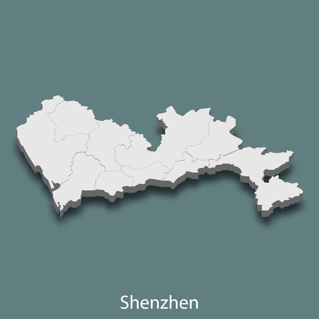 El mapa isométrico 3d de Shenzhen es una ciudad de China