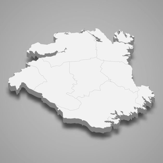 El mapa isométrico 3d de Sodermanland es un condado de Suecia