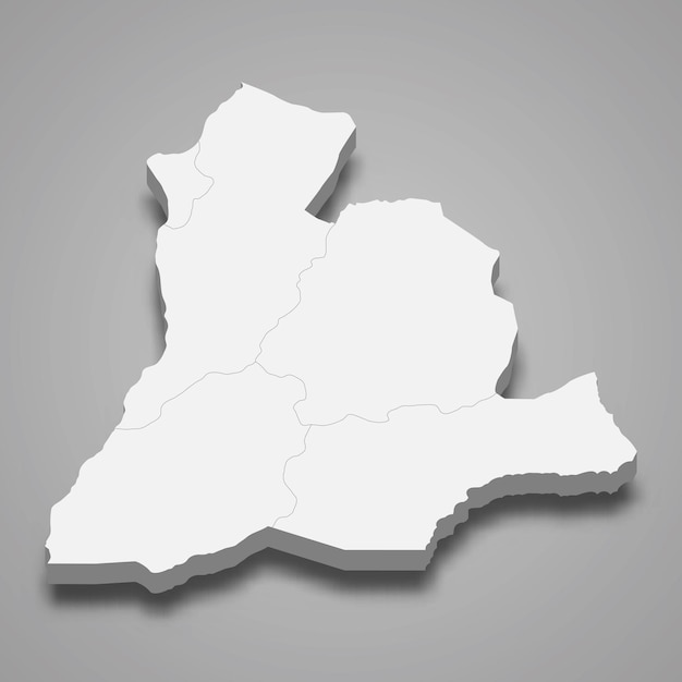 Mapa isométrico 3d de SudUbangi es una región de la República Democrática del Congo