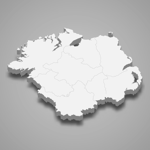 Mapa isométrico 3d de ulster es una provincia de irlanda
