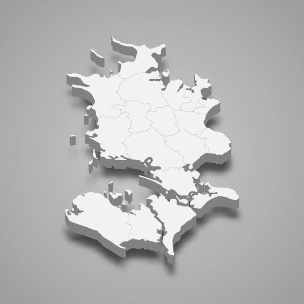 El mapa isométrico 3d de Zelanda es una región de Dinamarca vector illus