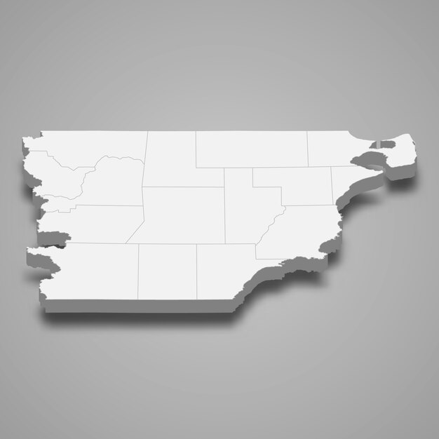 Mapa isométrico de Chubut es una provincia de Argentina