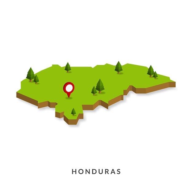 Mapa isométrico de honduras mapa 3d simple ilustración vectorial