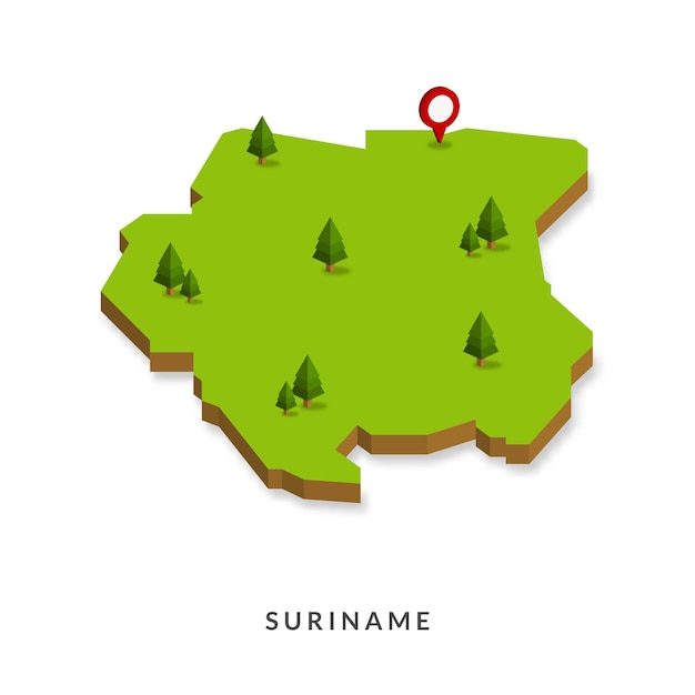 Mapa isométrico de Surinam Mapa 3D simple Ilustración vectorial