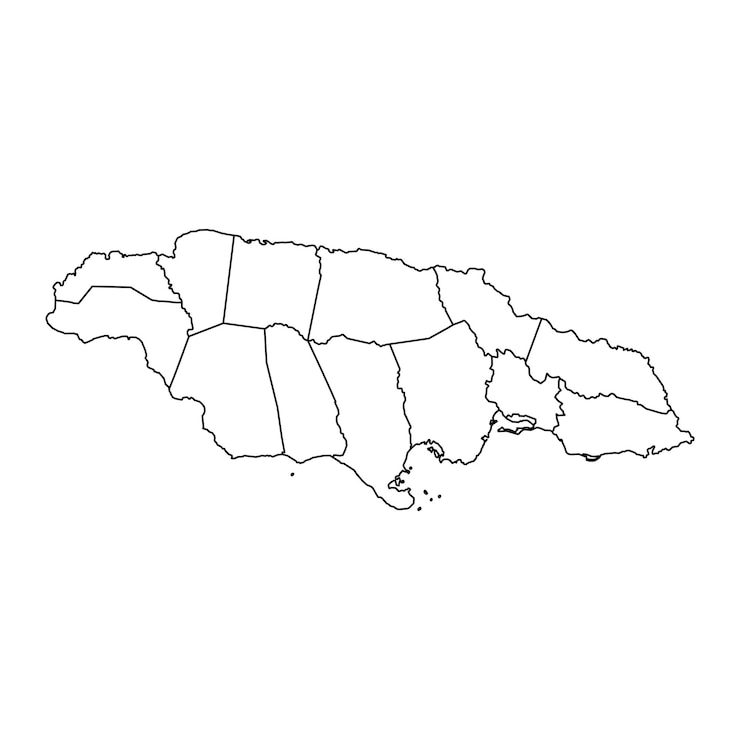 Vector mapa de jamaica con divisiones administrativas ilustración vectorial