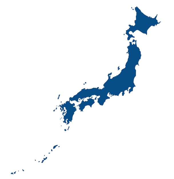 Vector mapa de japón de color azul con las islas de okinawa