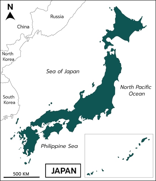 Vector mapa de japón con las islas de okinawa