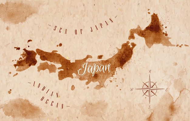 Vector mapa de japón retro