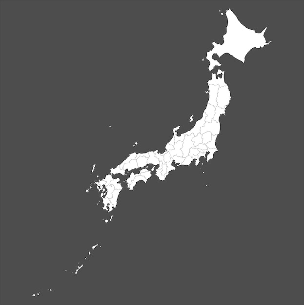 Mapa de Japón sobre un fondo gris