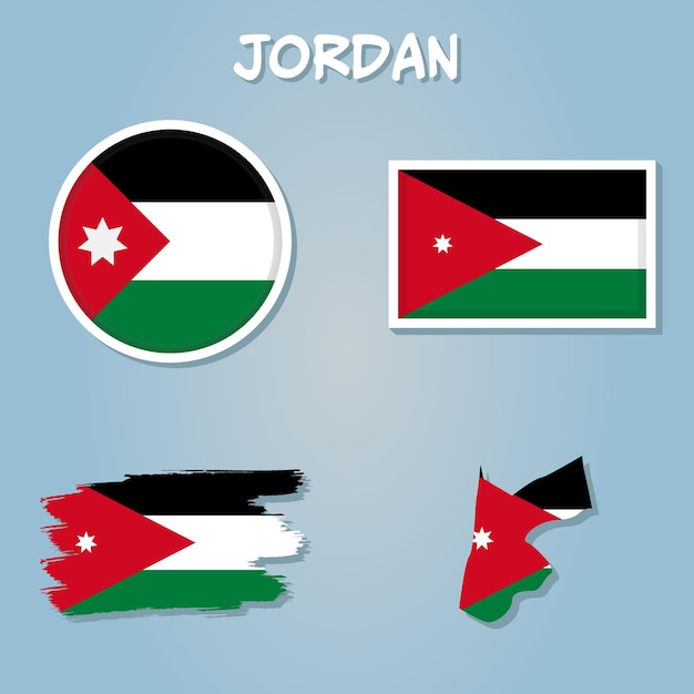 Mapa de Jordania con la ilustración de vector de bandera