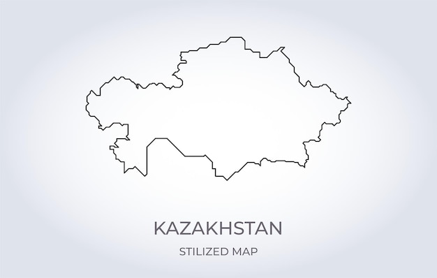 Mapa de Kazajstán en un estilo minimalista estilizado