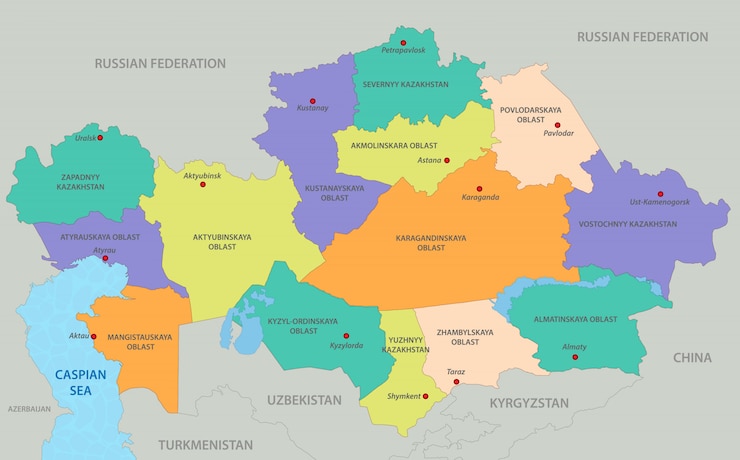 Vector mapa de kazajstán