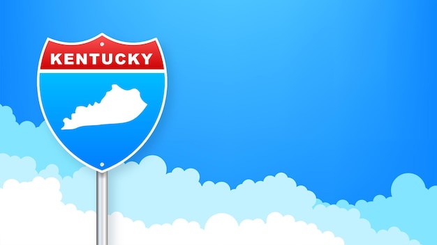 Mapa de Kentucky en señal de tráfico. Bienvenido al estado de Kentucky. Ilustración vectorial.