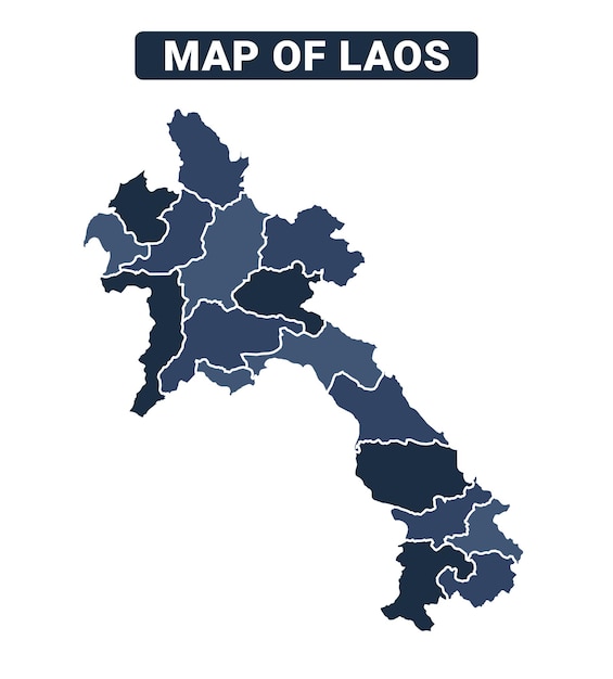 Mapa de Laos Ilustración vectorial de las regiones del mapa político