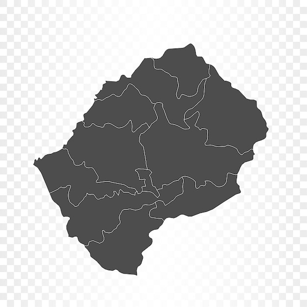 Mapa de Lesotho en fondo transparente