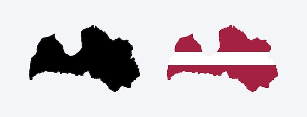 Mapa de Letonia con la bandera nacional