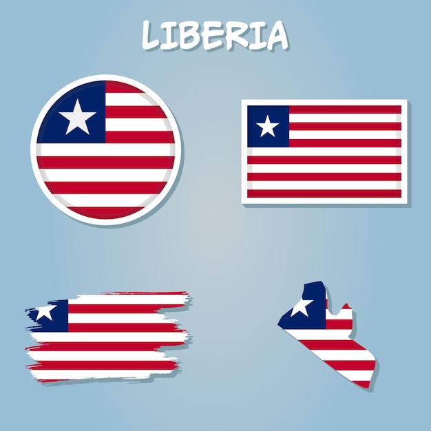 Mapa de Liberia con una bandera oficial