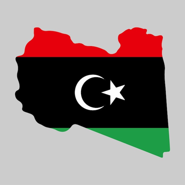 Un mapa de Libia con la bandera en él