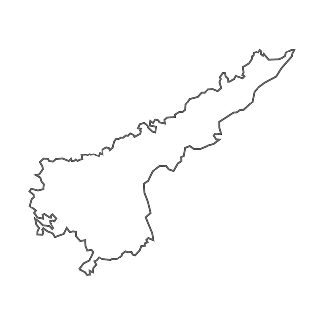 Un mapa de línea gris vectorial del estado de Andhra Pradesh de la India