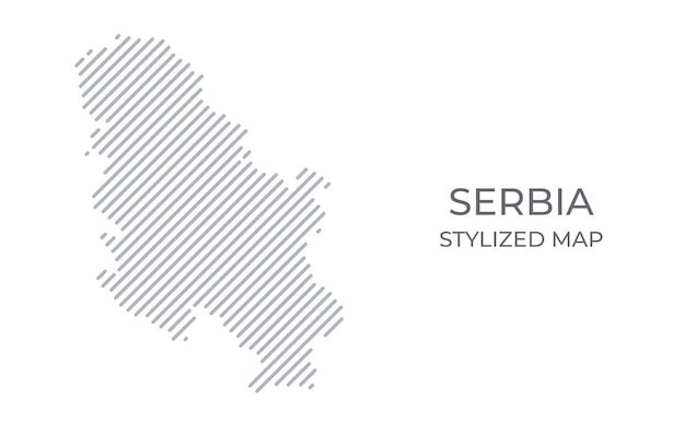 Mapa lineal estilizado de Serbia en estilo minimalista