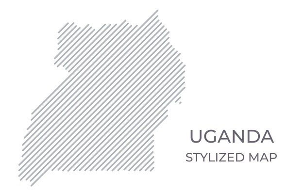 Mapa lineal estilizado de Uganda en estilo minimalista