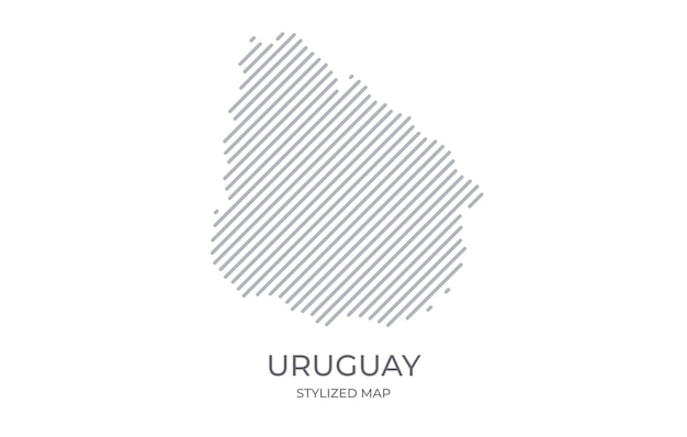 Mapa lineal estilizado de Uruguay en estilo minimalista