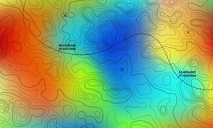Vector mapa de líneas topográficas del fondo oceánico líneas aisladas de ondas curvas ilustración vectorial
