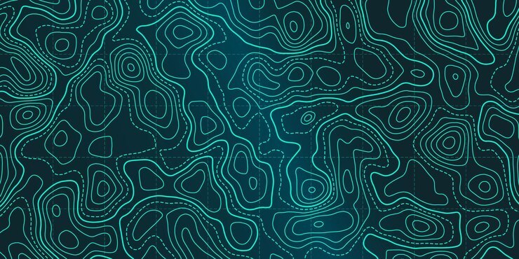 Vector mapa de líneas topográficas del océano con isolíneas de ondas curvas ilustración vectorial