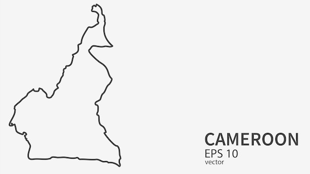 Mapa de líneas vectoriales de Camerún Diseño vectorial aislado en fondo blanco