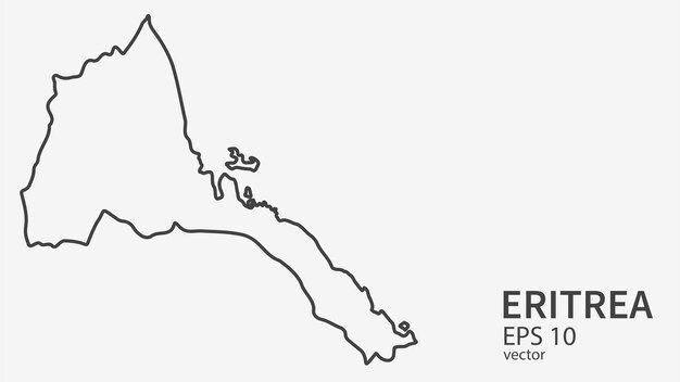 Mapa de líneas vectoriales de Eritrea Diseño vectorial aislado en fondo blanco